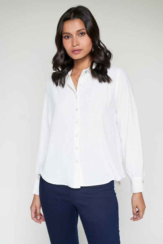White Solid Straight Top, White, image 1